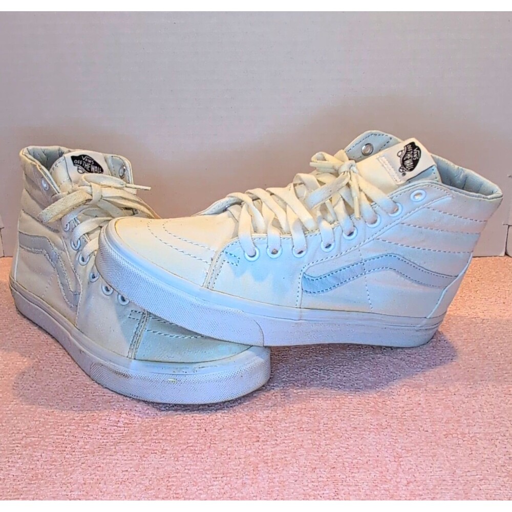 VANS Sk8-Hi Men’s High Top Lace Up Sneakers White Solid Men's 7.5 Women's 9.0